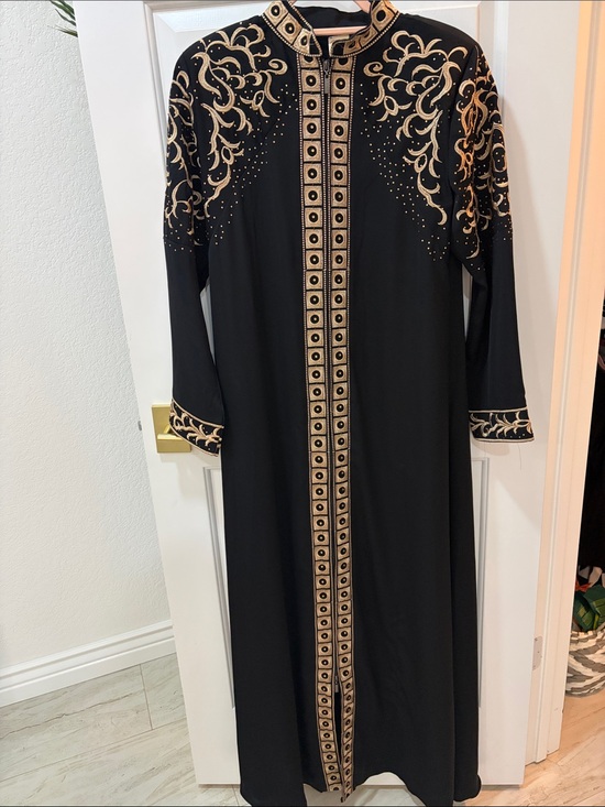 Dresses & Skirts - Formal Black and Gold Embroidered Long Dress / Abaya